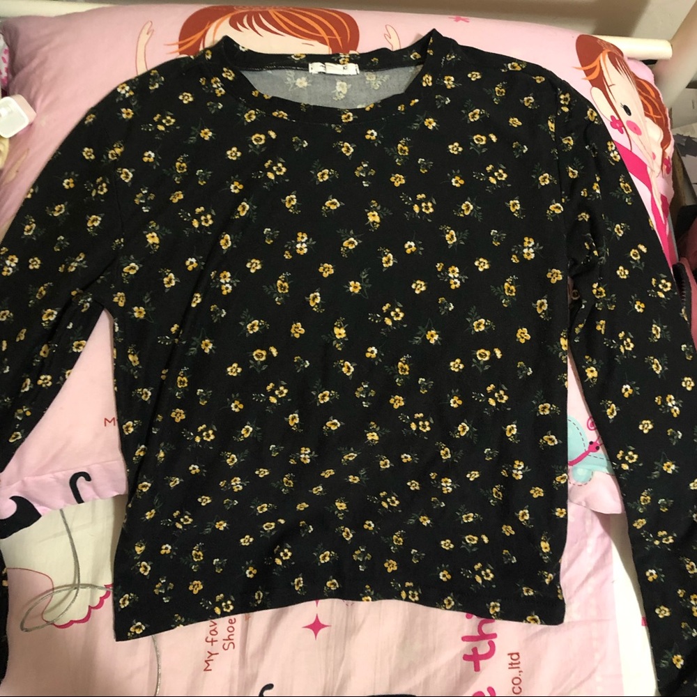Ardene Black Floral Long Sleeve Shirt